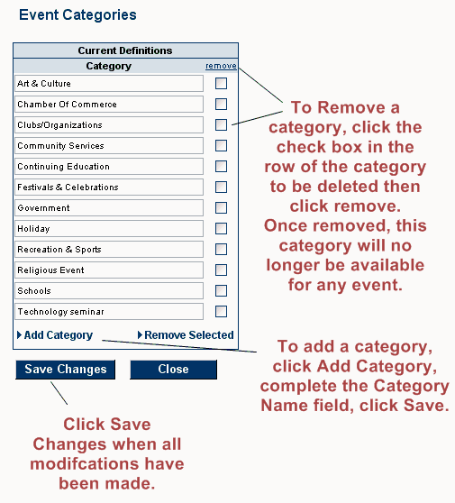 edit event categories