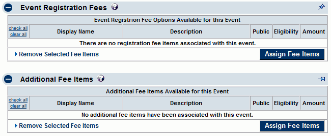 Assign fee items - fees tab